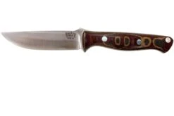 Bark River Gunny CPM 3V, Burgundy Snakeskin Micarta, Funda Marrón