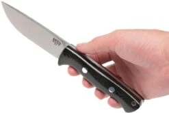 Bark River Bravo 1 A2 FHG Rampless, Black Linen Micarta, Funda Marrón -Böker Ventas BRK07 111BRKL RS 06 bark river brk07 111brkl rs 06