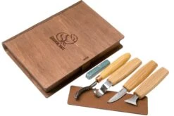 BeaverCraft Spoon Carving Set De 4 S19 Libro, Juego De Tallado De Madera Con Libro De Almacenamiento De Madera