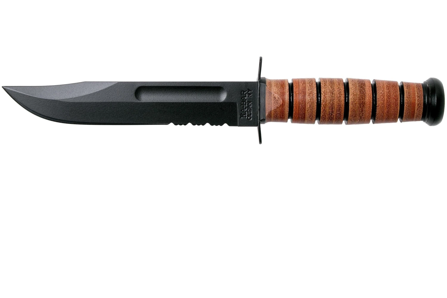 KA-BAR USMC 5018 Parcialmente Dentado, Mango De Cuero, Funda De Plástico 3 KA-BAR USMC 5018 Parcialmente Dentado, Mango De Cuero, Funda De Plástico