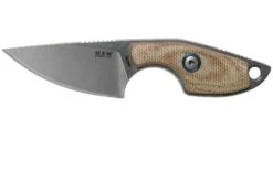 MKM Mikro 1 Drop, Stonewashed Natural Canvas Micarta Cuchillo De Cuello, Jesper Voxnaes Design
