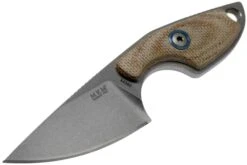 MKM Mikro 1 Drop, Stonewashed Natural Canvas Micarta Cuchillo De Cuello, Jesper Voxnaes Design -Böker Ventas MMK MR01 NC 03 mkm knives