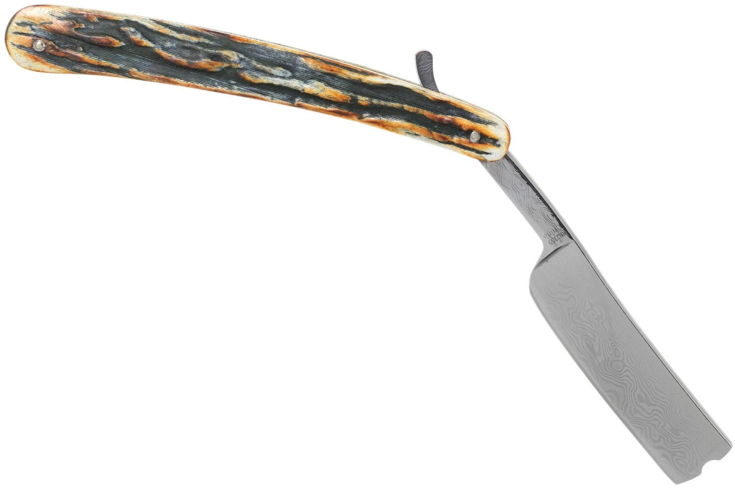 Rough Ryder Folding Razor Cinnamon Stag RR2159 Damascus Navaja De Afeitar 4 Rough Ryder Folding Razor Cinnamon Stag RR2159 Damascus Navaja De Afeitar - Imagen 2
