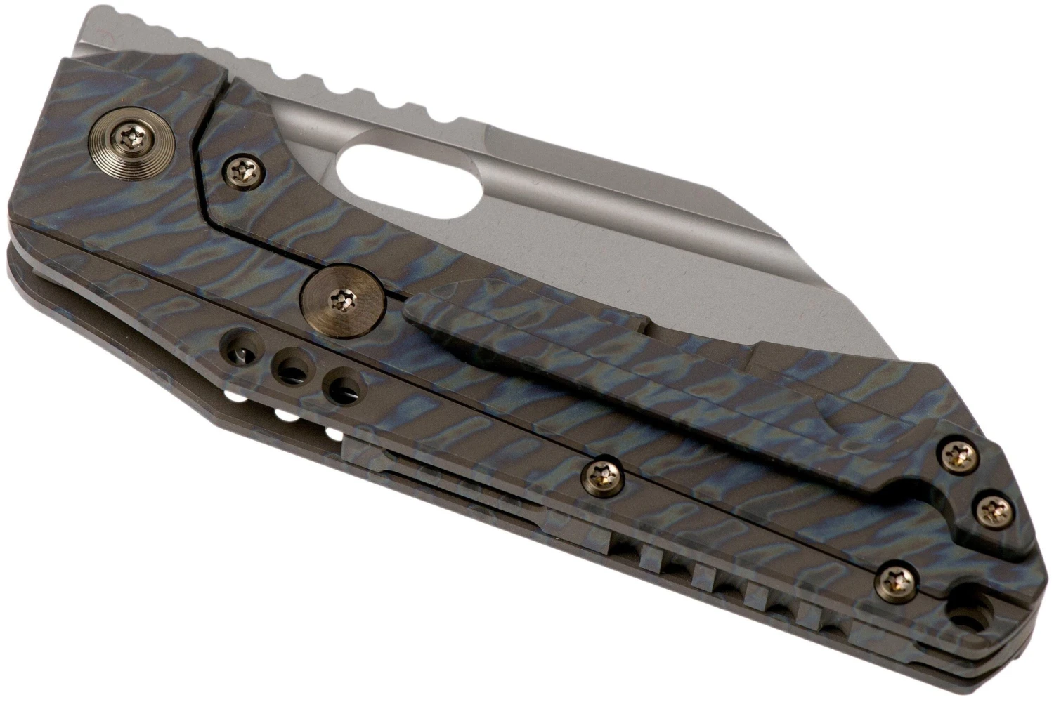 WE Knife Roxi 3 WE19072-3 Tiger Stripe Flamed Titanium Navaja, Diseño Todd Knife & Tool 6 WE Knife Roxi 3 WE19072-3 Tiger Stripe Flamed Titanium Navaja, Diseño Todd Knife & Tool - Imagen 4