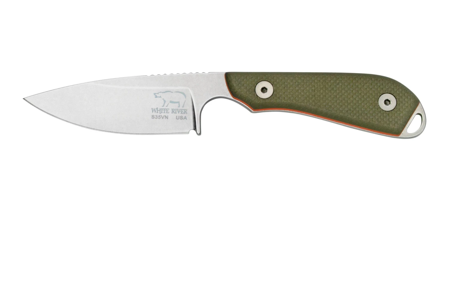 White River M1 Backpacker Pro WRM1-TGO Green/Orange G10, Funda De Kydex, Cuchillo De Cuello 3 White River M1 Backpacker Pro WRM1-TGO Green/Orange G10, Funda De Kydex, Cuchillo De Cuello